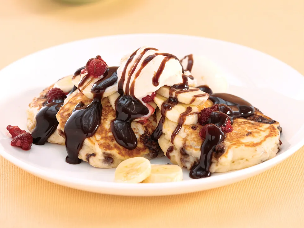 Banana andamp; Chocolate Fudge Pancakes