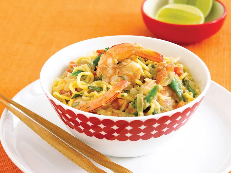 Curried Prawns with Noodles