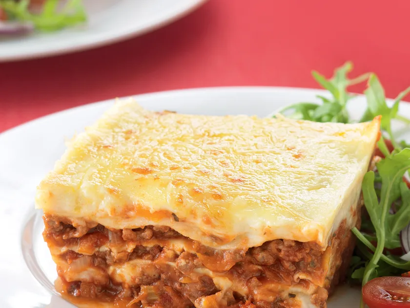 Classic Italian lasagne with garden salad recipe