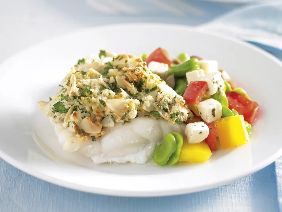 Grilled Fish with Parsley Almond Crust