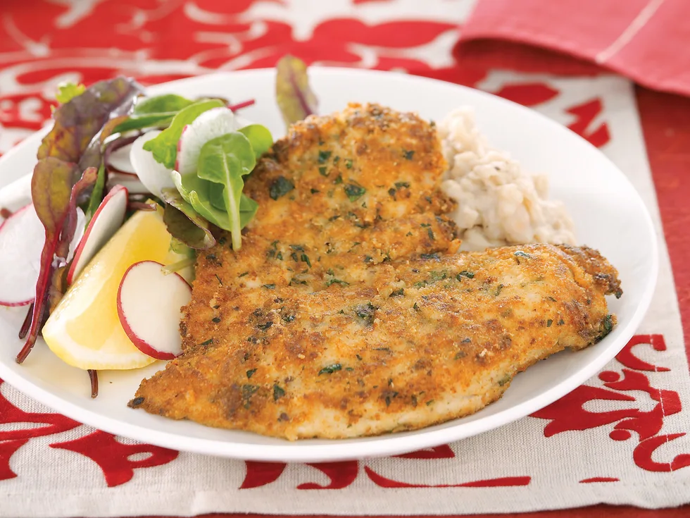 Parmesan Crumbed Chicken and Radish Salad