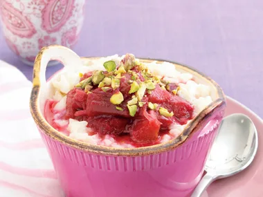 Creamy Rice with Poached Rhubarb