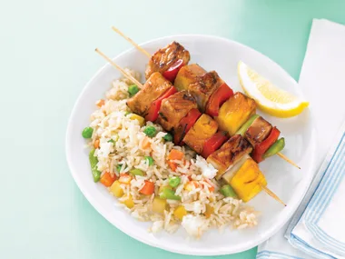 Soy Pork Skewers with Vegie Rice