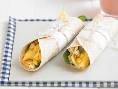 Corn and Fetta Omelet Wrap
