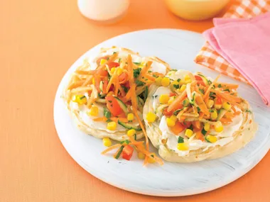 Vegetable Pikelets with Cream Cheese and Grated Salsa