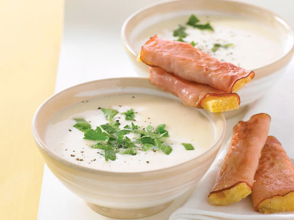 Potato Soup with Ham Soldiers
