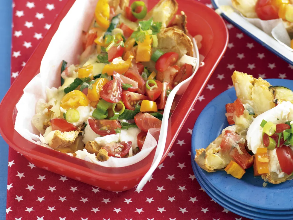 Cheesy Potato Skins with Tomato Salsa