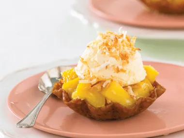 Brandysnap Baskets with Caramelised Pineapple