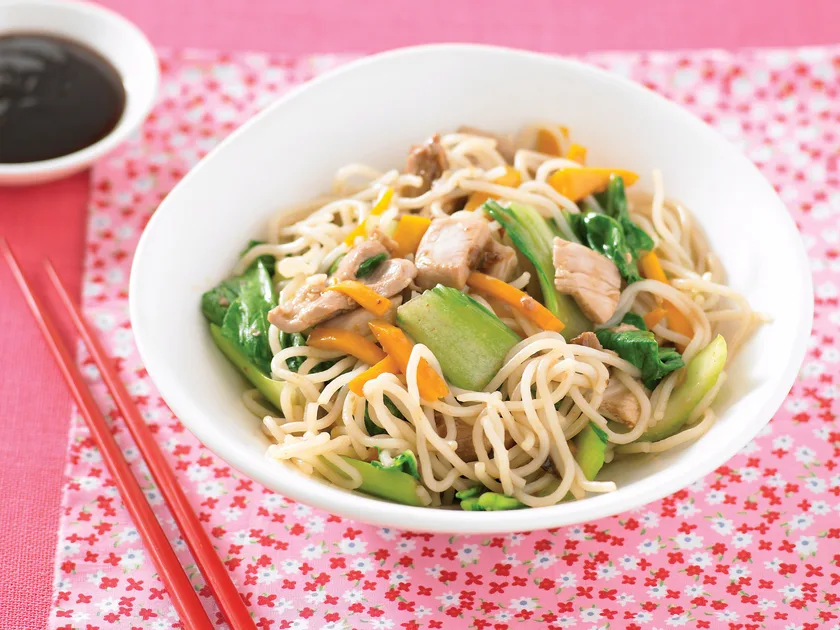 Teriyaki chicken noodle stir-fry