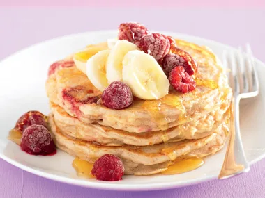 Banana, Raspberry and Ricotta Pancakes