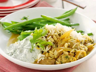 Lamb Biryani with Coriander Raita
