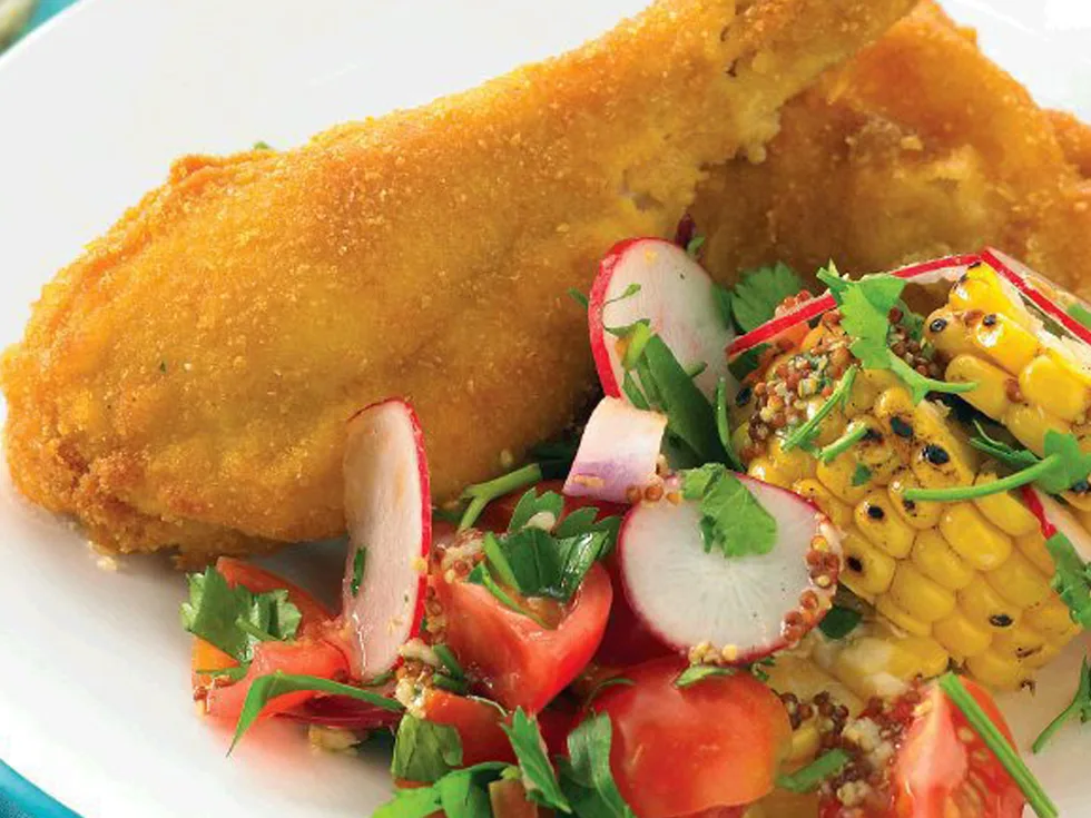 Crumbed Chicken with Corn Salad
