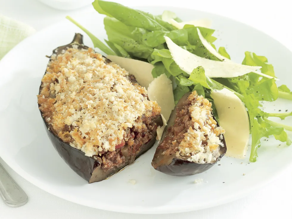 Stuffed Eggplant with Oregano Breadcrumbs