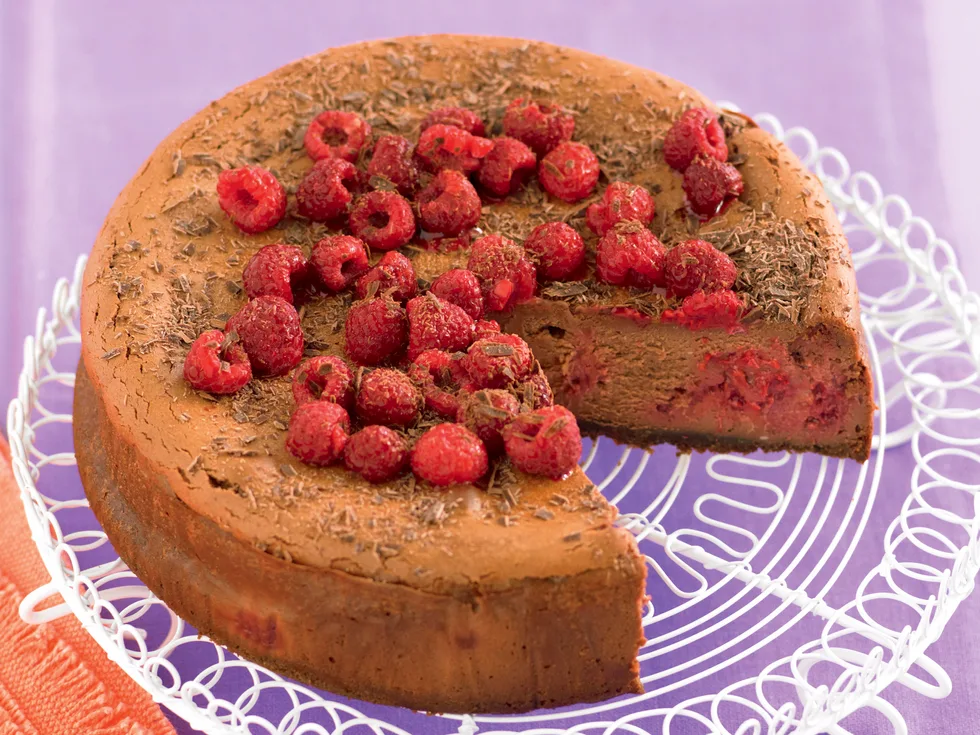 Chocolate and Raspberry Baked Cheesecake