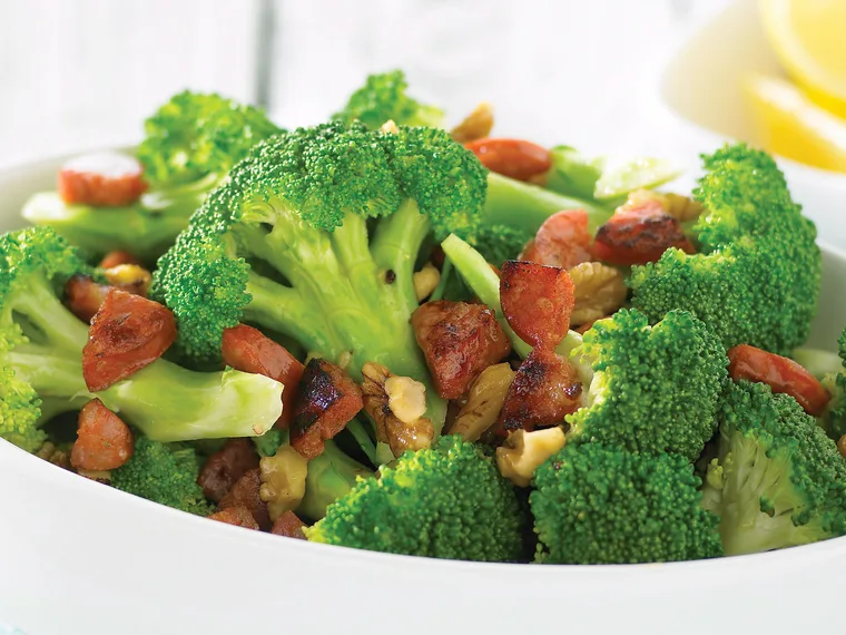 Broccoli with Chorizo and Walnuts