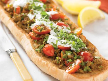 Spicy Lamb Pide with Yogurt