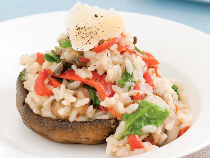 Risotto topped mushrooms