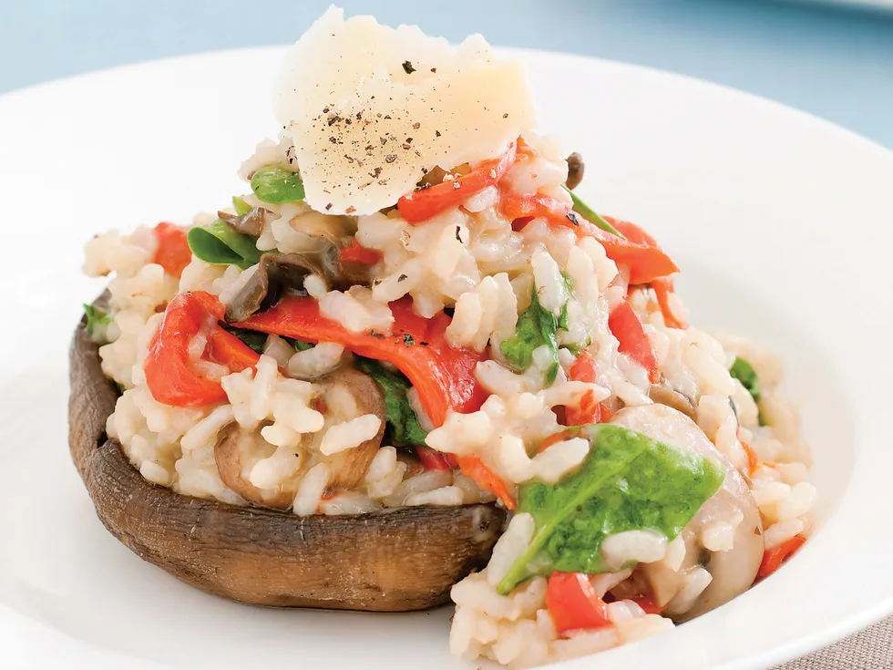 Risotto topped mushrooms