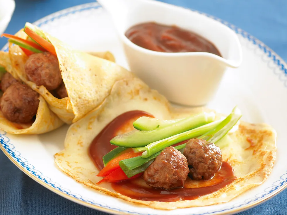 Meatballs 5 ways - Hoisin Meatball Crepes