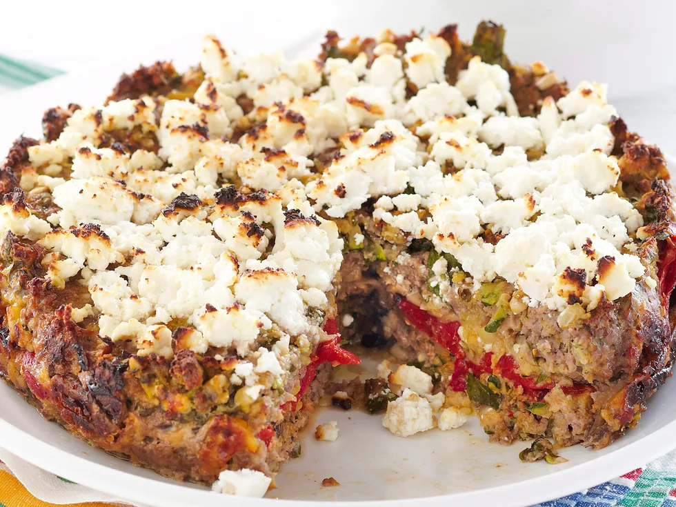 Layered veal and vegetable meatloaf