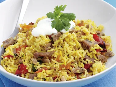My weekly roast 5 meals - lamb and capsicum pilaf