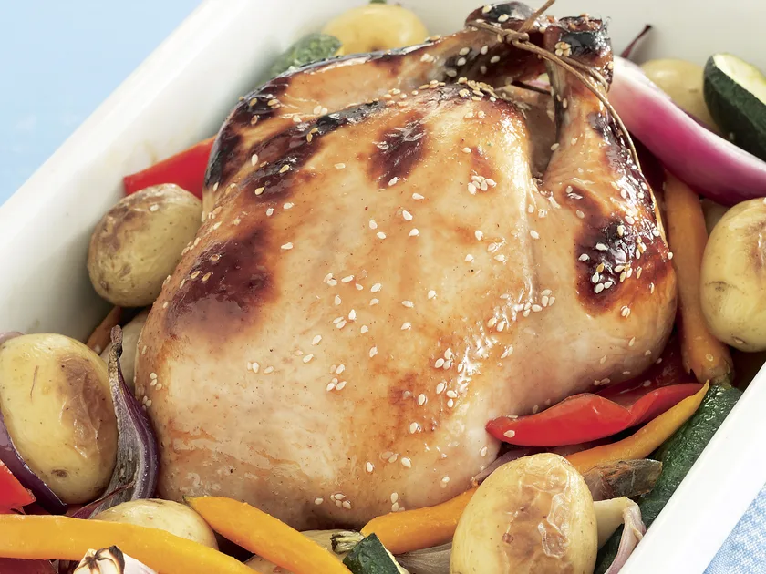 Honey sesame roast chicken