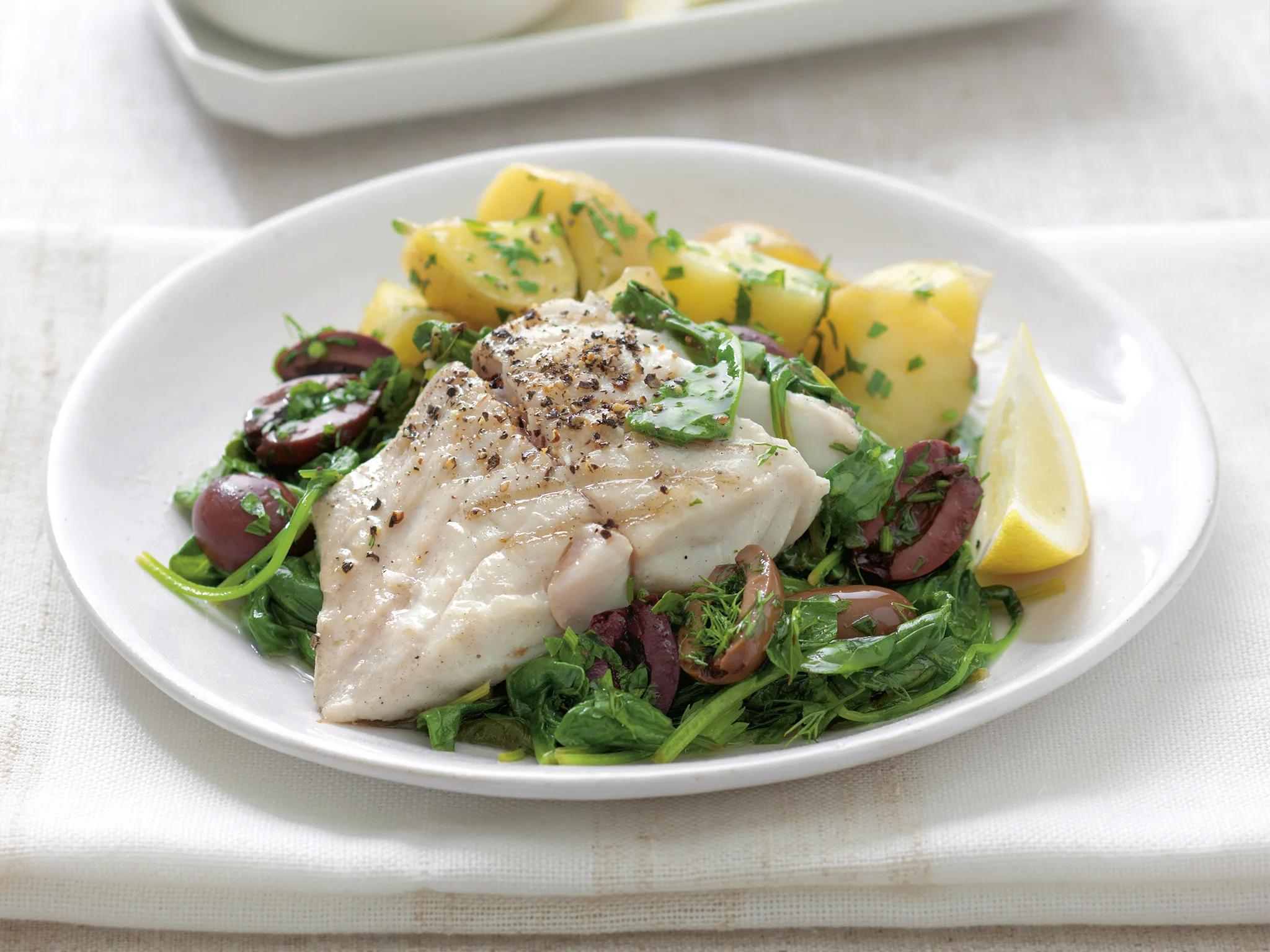 Ready steady cook - Grilled Fish with olive spinach