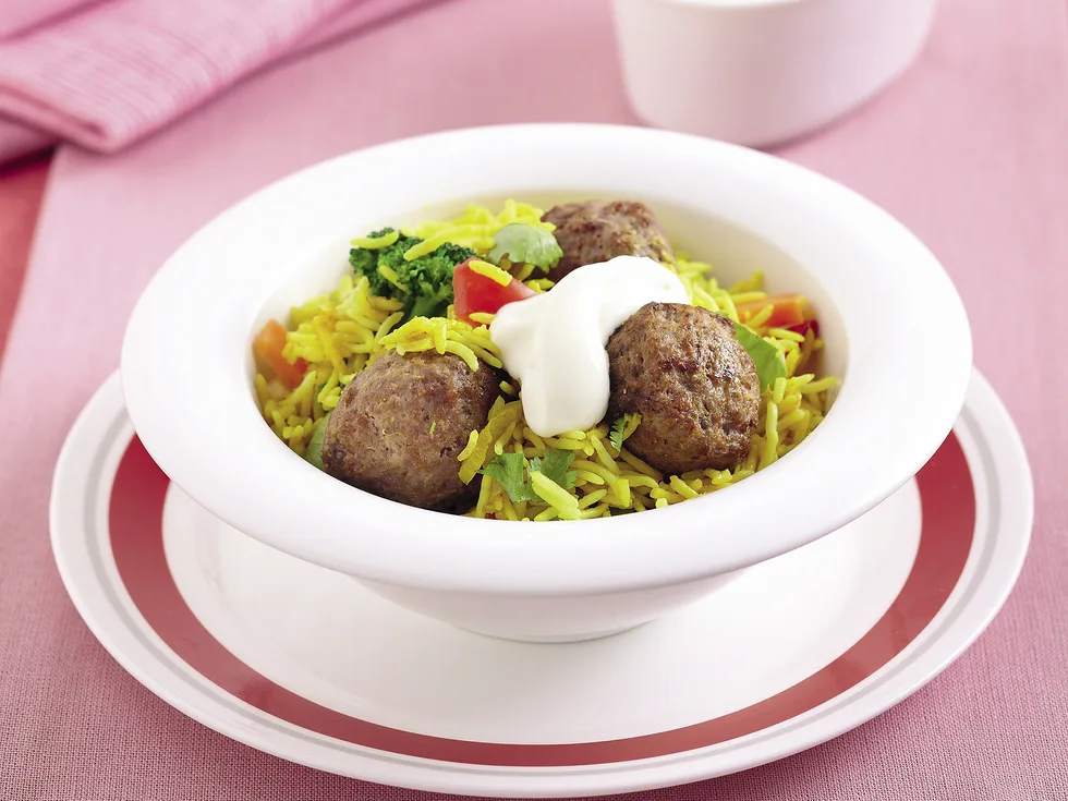 Rice to the rescue - Indian meatball pilaf