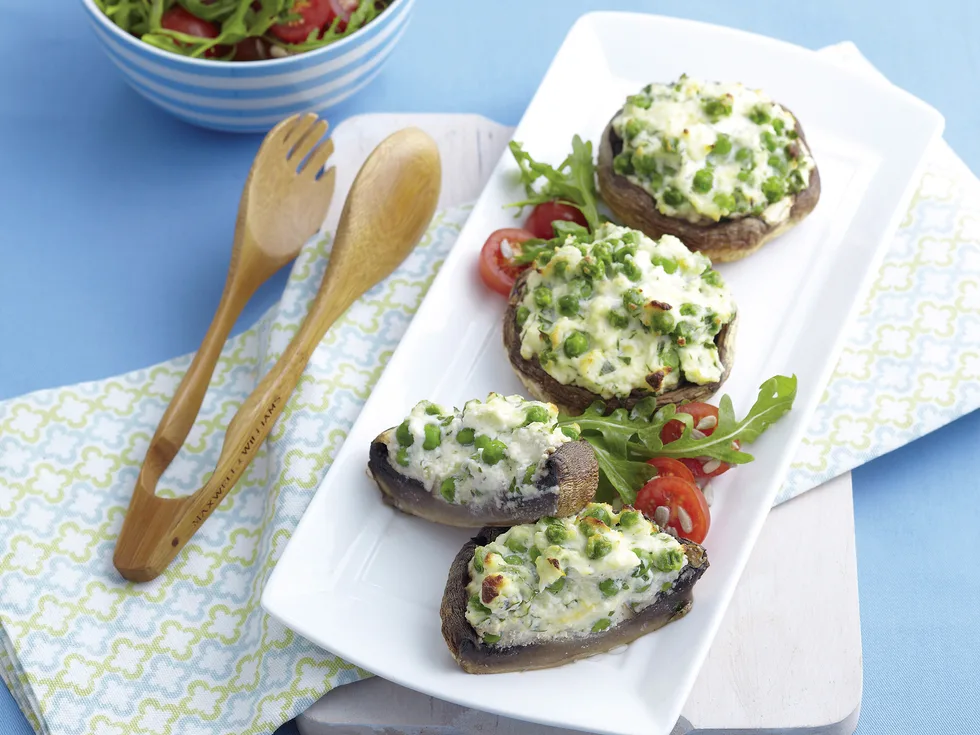 Smart for your heart - Pea and ricotta stuffed mushrooms