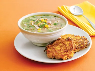 Smashing pumpkins - Corn soup with pumpkin hashbrowns