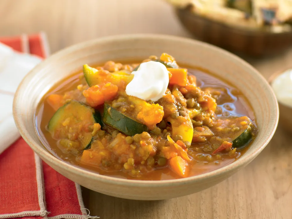 Souper quick - Curried Lentil Soup with Coriander Naan