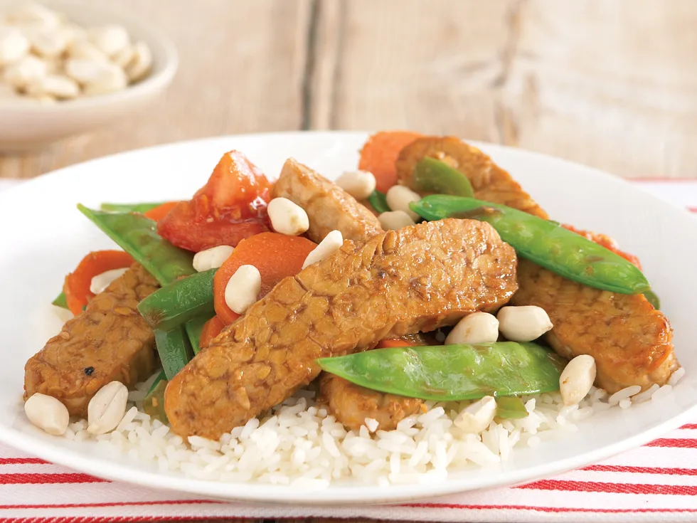 Soy many ways - Peanut, vegie and tempeh stir-fry