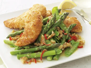 Spear it - Parmesan chicken with chilli asparagus