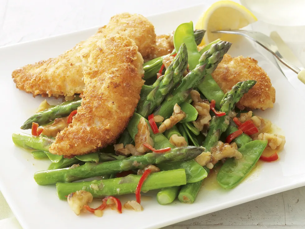 Spear it - Parmesan chicken with chilli asparagus