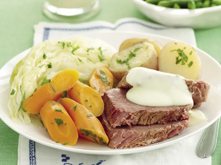 Speed it up! corned beef with mustard sauce