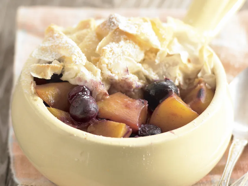 Peach and blueberry pies