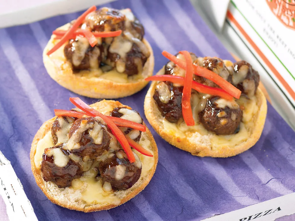 Barbecue Meatball Pizzas