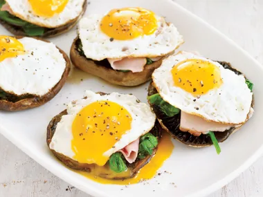 Grilled Mushrooms with Ham