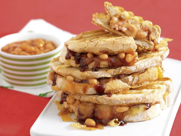 Baked Bean, Bacon and Smoky Barbecue jaffles