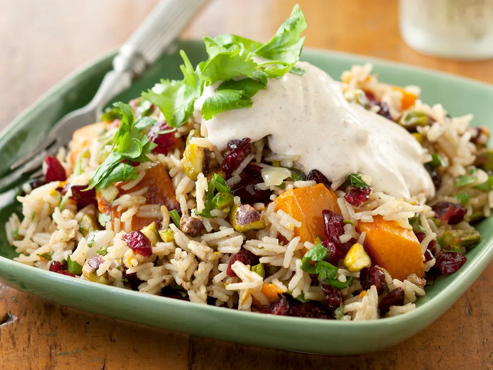 Pumpkin, Cranberry and Pistachio Pilaf
