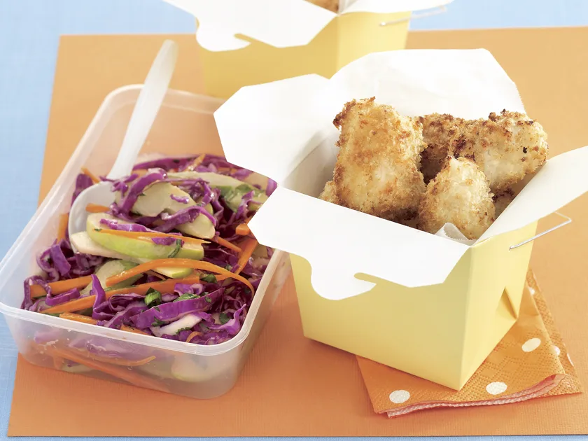 Chicken nuggets with apple coleslaw