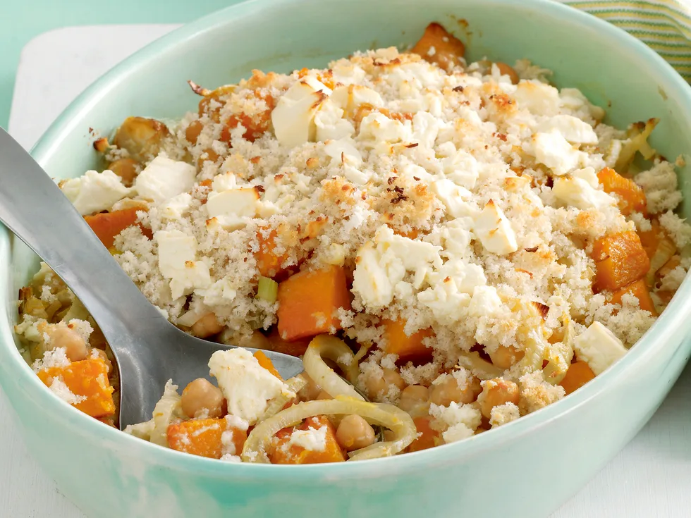 Chickpea, Pumpkin and Fetta Gratin