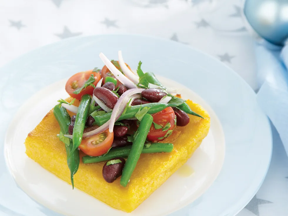 Grilled Polenta with Festive Bean Salad