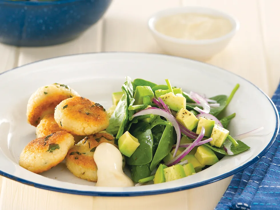 Couscous Patties with Spinach Salad