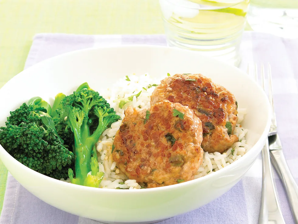 Pork Rissoles with Sesame Rice