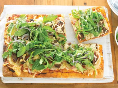 Potato, Bacon and Sausage Pizza