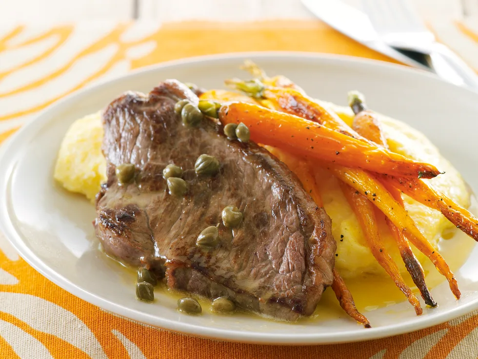 Beef with Polenta and Roast Carrots