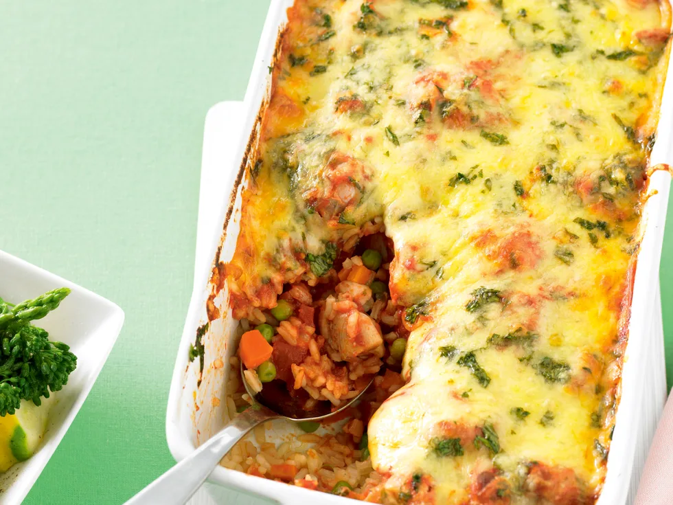 Chicken and Mozzarella Rice Bake