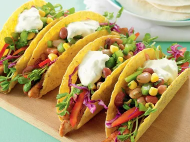 Turkey, Coleslaw and Bean Tacos