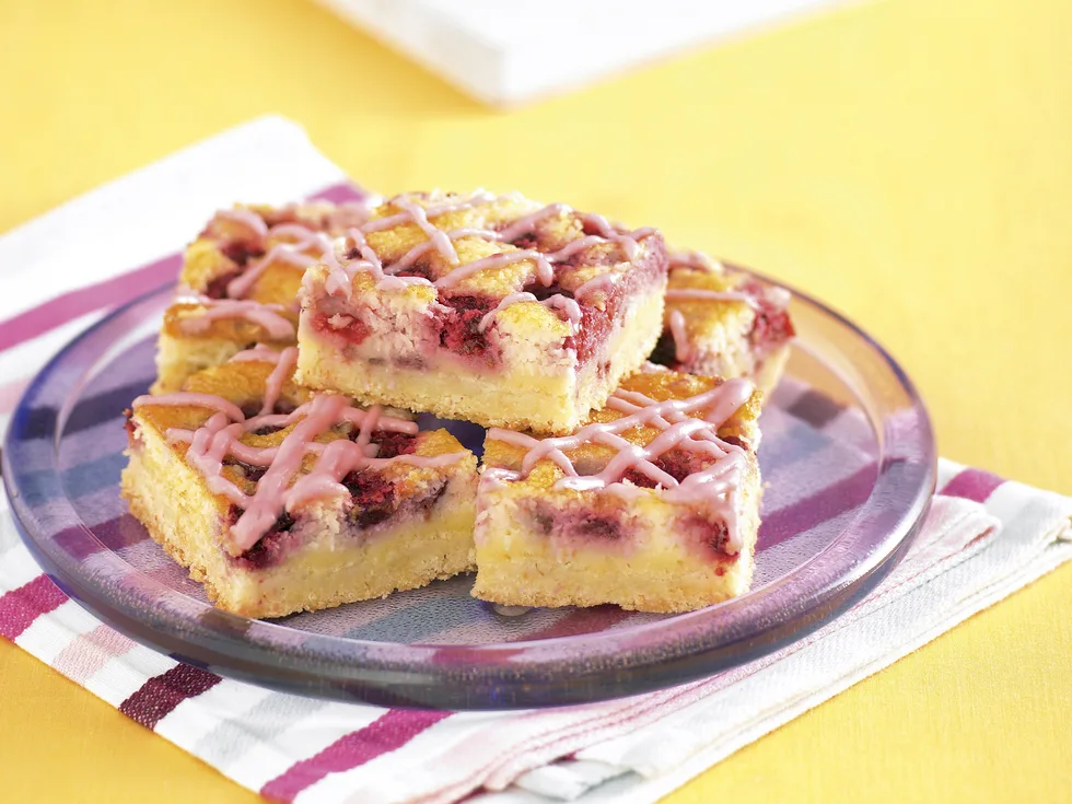 Raspberries and Cream Coconut Slice
